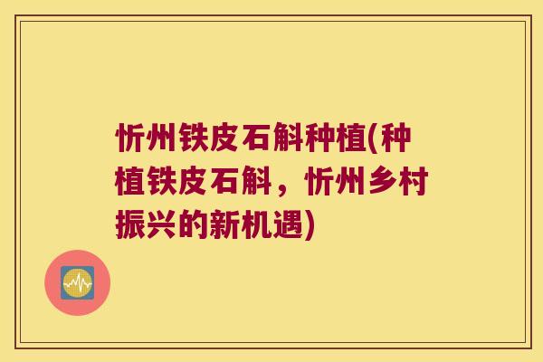 忻州铁皮石斛种植(种植铁皮石斛，忻州乡村振兴的新机遇)