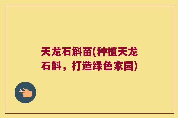 天龙石斛苗(种植天龙石斛，打造绿色家园)