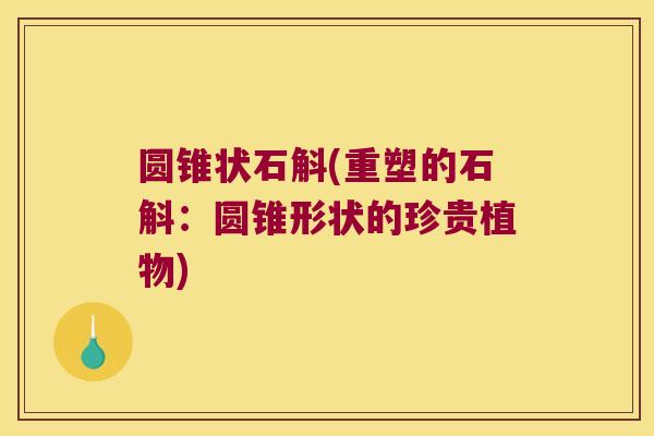 圆锥状石斛(重塑的石斛：圆锥形状的珍贵植物)