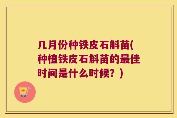 几月份种铁皮石斛苗(种植铁皮石斛苗的佳时间是什么时候?) 几月份种铁皮石斛苗(种植铁皮石斛苗的佳时间是什么时候?)