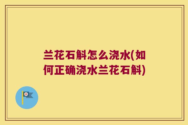 兰花石斛怎么浇水(如何正确浇水兰花石斛)