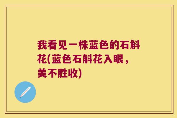 我看见一株蓝色的石斛花(蓝色石斛花入眼，美不胜收)