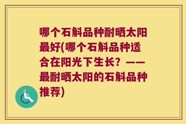 哪个石斛品种耐晒太阳最好(哪个石斛品种适合在阳光下生长？——最耐晒太阳的石斛品种推荐)