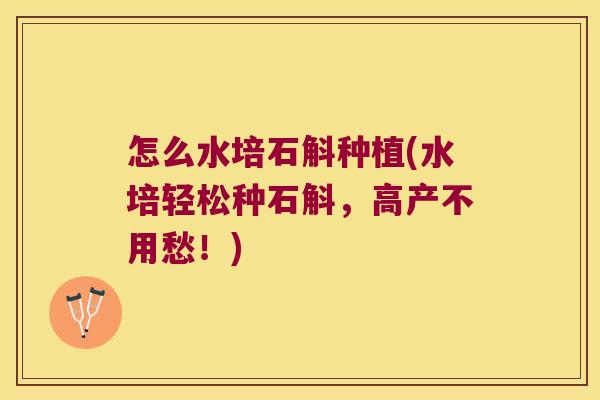 怎么水培石斛种植(水培轻松种石斛，高产不用愁！)