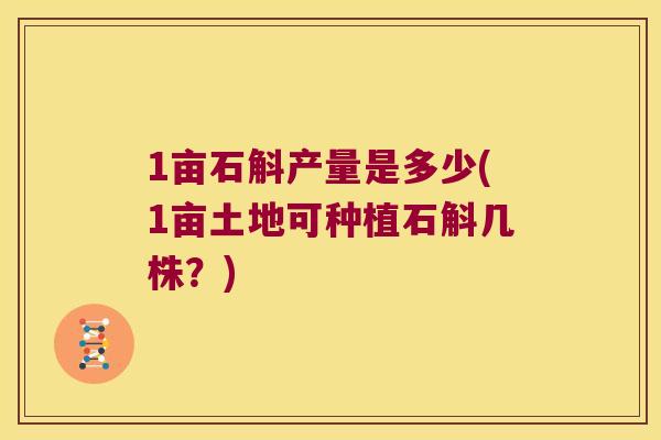 1亩石斛产量是多少(1亩土地可种植石斛几株？)