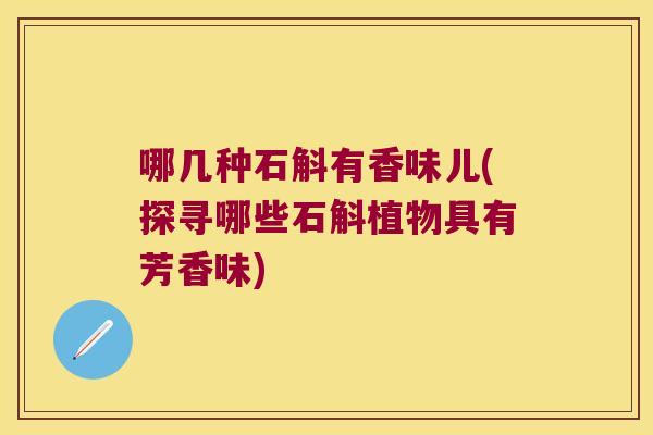 哪几种石斛有香味儿(探寻哪些石斛植物具有芳香味)
