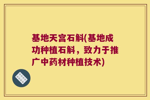 基地天宫石斛(基地成功种植石斛，致力于推广中药材种植技术)
