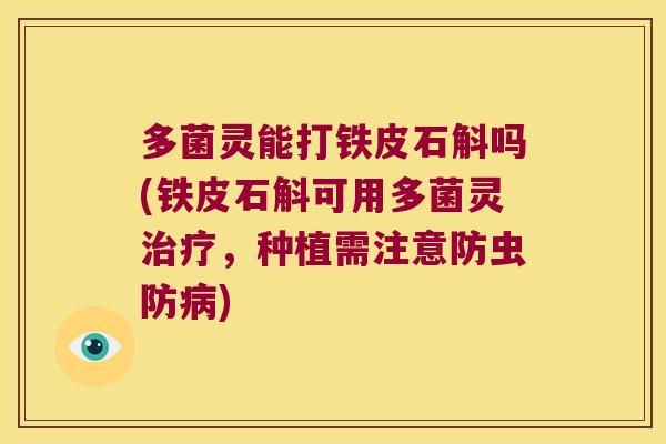 多菌灵能打铁皮石斛吗(铁皮石斛可用多菌灵治疗，种植需注意防虫防病)