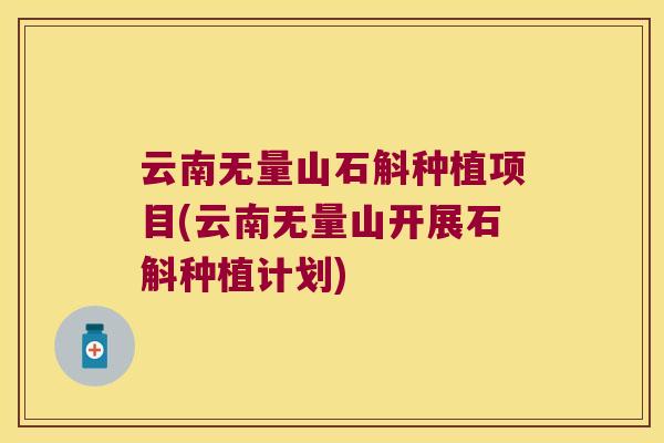 云南无量山石斛种植项目(云南无量山开展石斛种植计划)