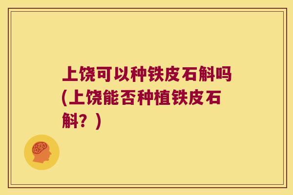 上饶可以种铁皮石斛吗(上饶能否种植铁皮石斛？)