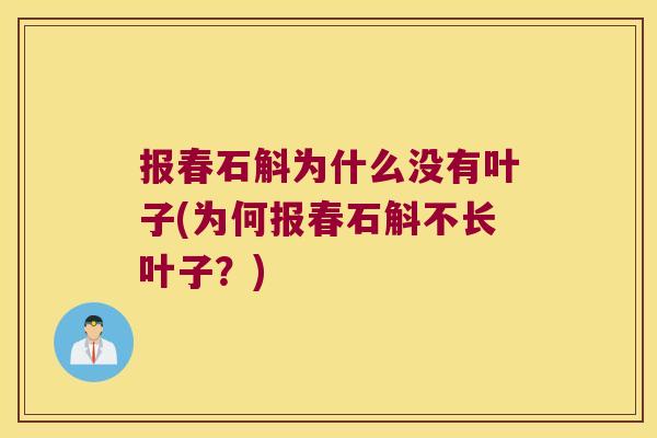 报春石斛为什么没有叶子(为何报春石斛不长叶子？)