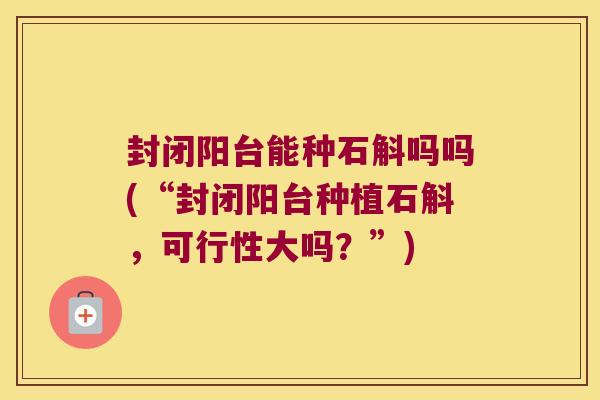 封闭阳台能种石斛吗吗(“封闭阳台种植石斛，可行性大吗？”)