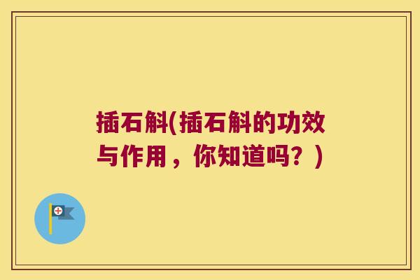 插石斛(插石斛的功效与作用，你知道吗？)