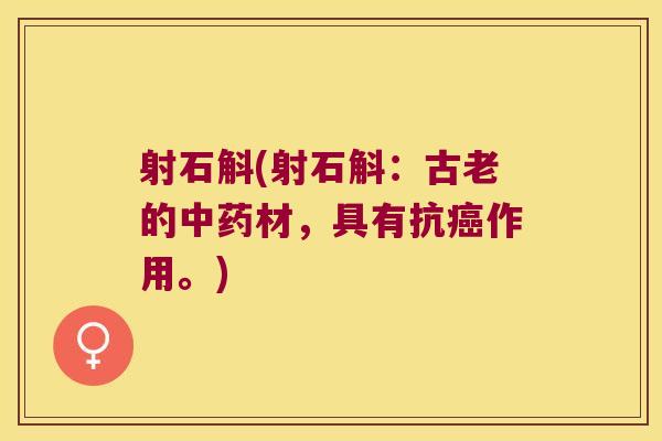 射石斛(射石斛：古老的中药材，具有抗癌作用。)