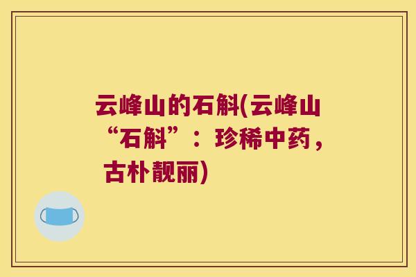 云峰山的石斛(云峰山“石斛”：珍稀， 古朴靓丽)