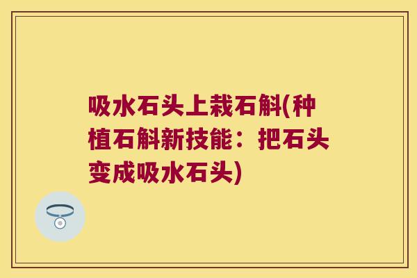吸水石头上栽石斛(种植石斛新技能：把石头变成吸水石头)