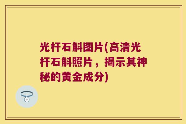光杆石斛图片(高清光杆石斛照片，揭示其神秘的黄金成分)
