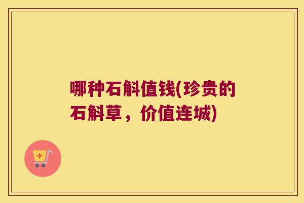 哪种石斛值钱(珍贵的石斛草，价值连城)