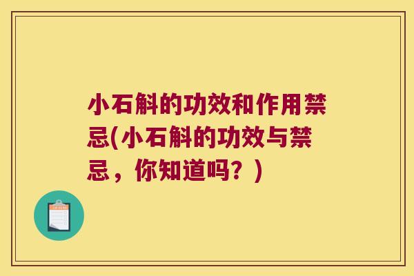 小石斛的功效和作用禁忌(小石斛的功效与禁忌，你知道吗？)