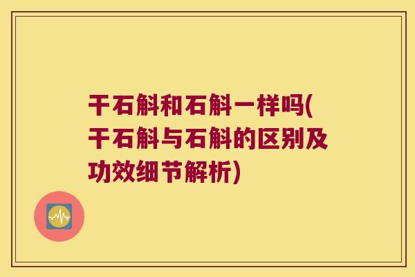干石斛和石斛一样吗(干石斛与石斛的区别及功效细节解析)
