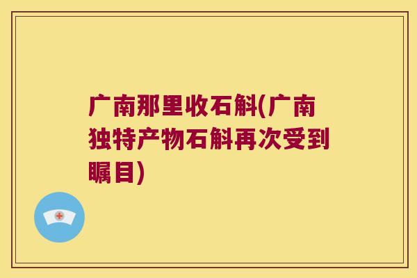 广南那里收石斛(广南独特产物石斛再次受到瞩目)