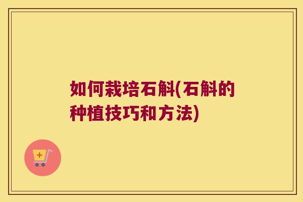 如何栽培石斛(石斛的种植技巧和方法)