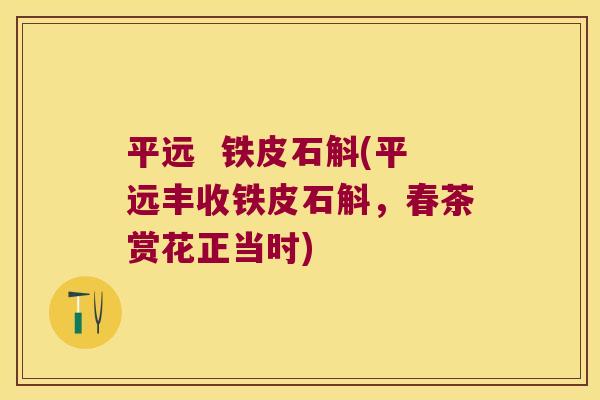 平远  铁皮石斛(平远丰收铁皮石斛，春茶赏花正当时)