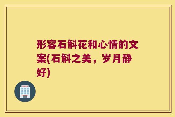 形容石斛花和心情的文案(石斛之美，岁月静好)