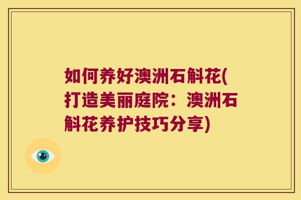 如何养好澳洲石斛花(打造美丽庭院:澳洲石斛花养护技巧分享) 如何养好澳洲石斛花(打造美丽庭院:澳洲石斛花养护技巧分享)