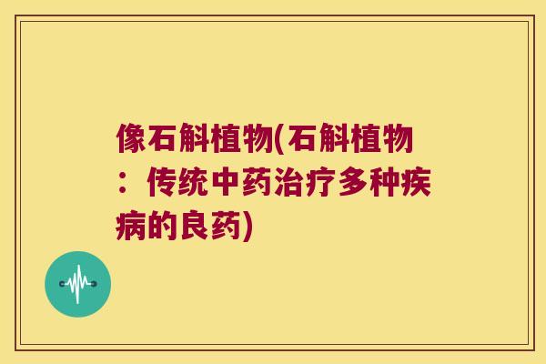 像石斛植物(石斛植物：传统中药治疗多种疾病的良药)