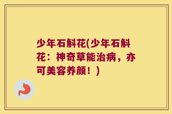 少年石斛花(少年石斛花：神奇草能治病，亦可美容养颜！)