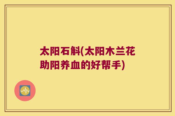 太阳石斛(太阳木兰花助阳的好帮手)