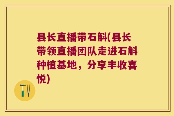 县长直播带石斛(县长带领直播团队走进石斛种植基地，分享丰收喜悦)