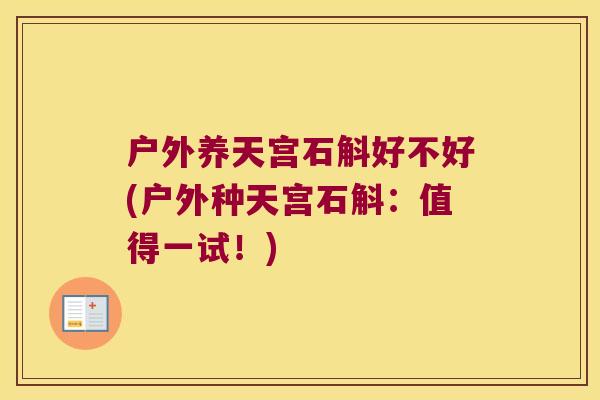 户外养天宫石斛好不好(户外种天宫石斛：值得一试！)