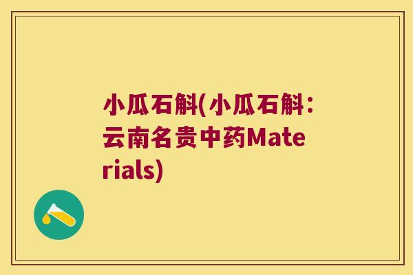 小瓜石斛(小瓜石斛：云南名贵中药Materials)