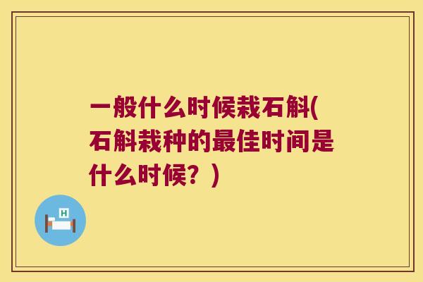 一般什么时候栽石斛(石斛栽种的佳时间是什么时候？)