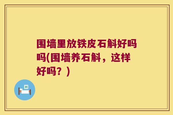 围墙里放铁皮石斛好吗吗(围墙养石斛，这样好吗？)