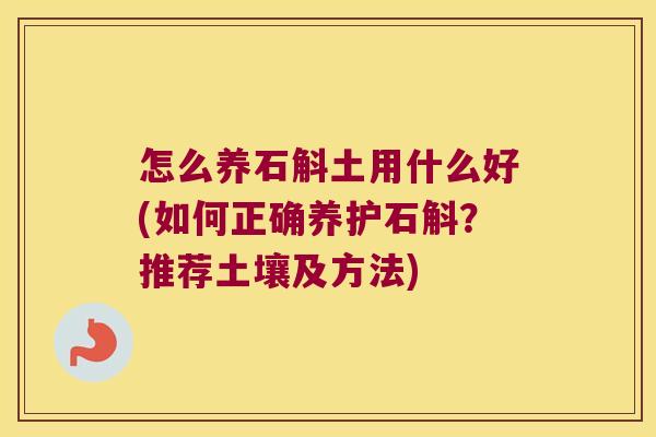 怎么养石斛土用什么好(如何正确养护石斛？推荐土壤及方法)