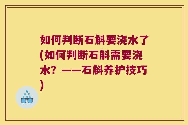 如何判断石斛要浇水了(如何判断石斛需要浇水？——石斛养护技巧)