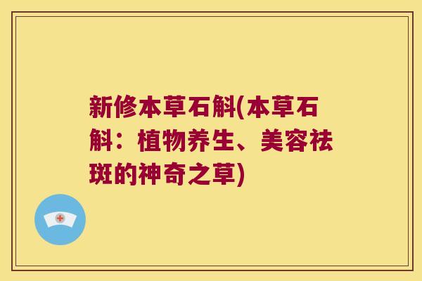 新修本草石斛(本草石斛：植物养生、美容祛斑的神奇之草)