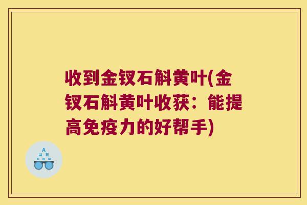 收到金钗石斛黄叶(金钗石斛黄叶收获：能提高免疫力的好帮手)