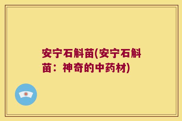 安宁石斛苗(安宁石斛苗:神奇的材) 安宁石斛苗(安宁石斛苗:神奇的材)