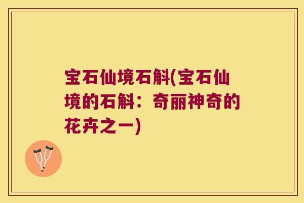 宝石仙境石斛(宝石仙境的石斛：奇丽神奇的花卉之一)