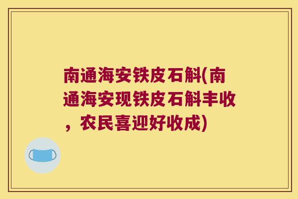 南通海安铁皮石斛(南通海安现铁皮石斛丰收，农民喜迎好收成)