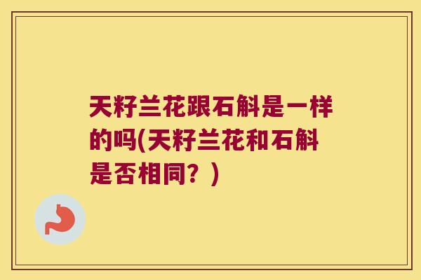 天籽兰花跟石斛是一样的吗(天籽兰花和石斛是否相同?) 天籽兰花跟石斛是一样的吗(天籽兰花和石斛是否相同?)