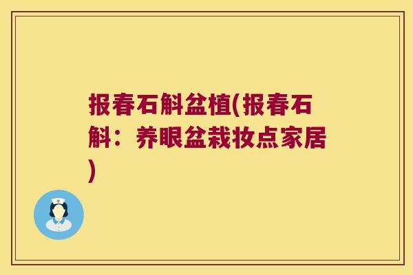 报春石斛盆植(报春石斛：养眼盆栽妆点家居)