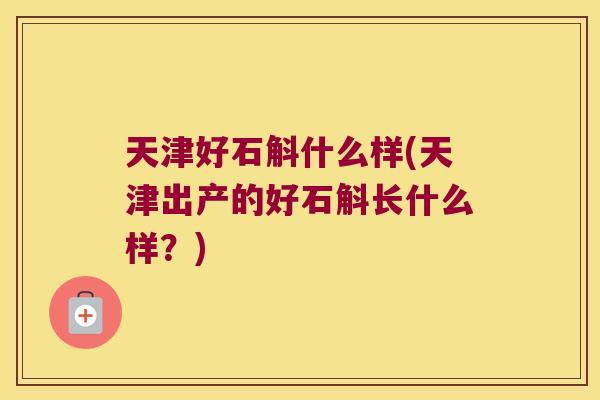 天津好石斛什么样(天津出产的好石斛长什么样？)