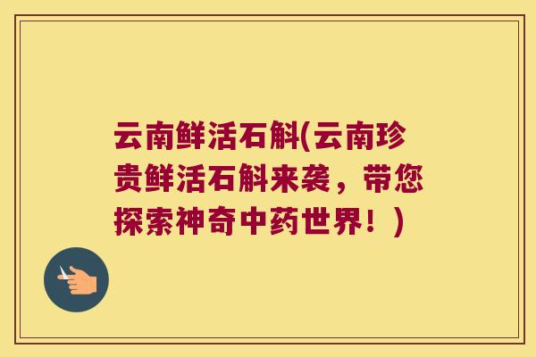 云南鲜活石斛(云南珍贵鲜活石斛来袭，带您探索神奇中药世界！)