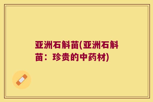 亚洲石斛苗(亚洲石斛苗：珍贵的中药材)