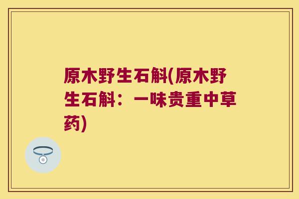 原木野生石斛(原木野生石斛：一味贵重中草药)